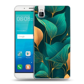 Пластиковый чехол на Huawei ShotX с принтом Листья и золото Пластиковый чехол на Huawei ShotX с принтом Листья и золото