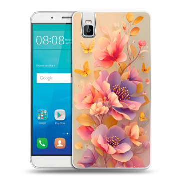 Пластиковый чехол на Huawei ShotX с принтом Цветы и бабочки Пластиковый чехол на Huawei ShotX с принтом Цветы и бабочки