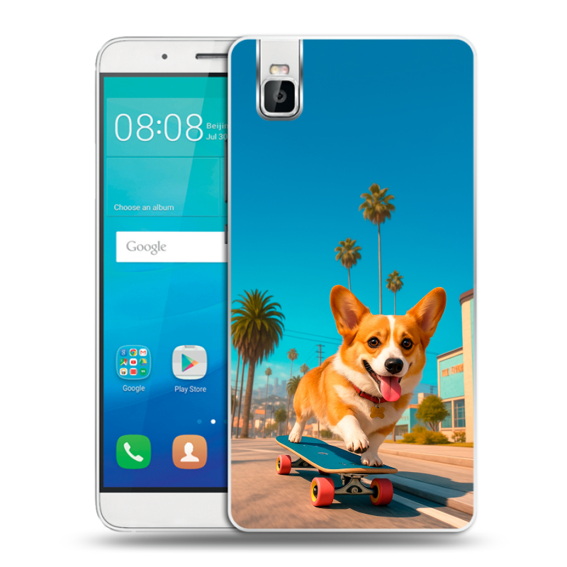 Пластиковый чехол на Huawei ShotX с принтом Корги на скейте Пластиковый чехол на Huawei ShotX с принтом Корги на скейте
