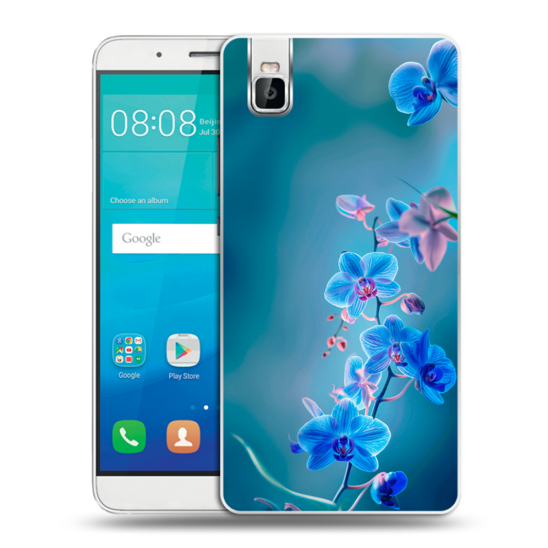 Пластиковый чехол на Huawei ShotX с принтом Голубые цветы Пластиковый чехол на Huawei ShotX с принтом Голубые цветы