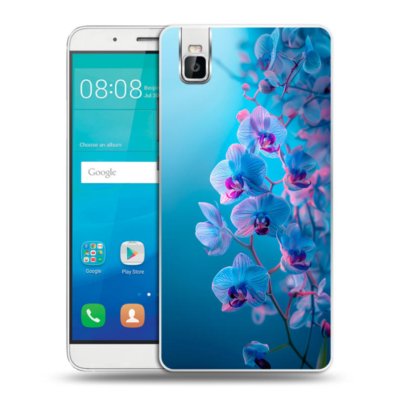 Пластиковый чехол на Huawei ShotX с принтом голубые орхидеи Пластиковый чехол на Huawei ShotX с принтом голубые орхидеи