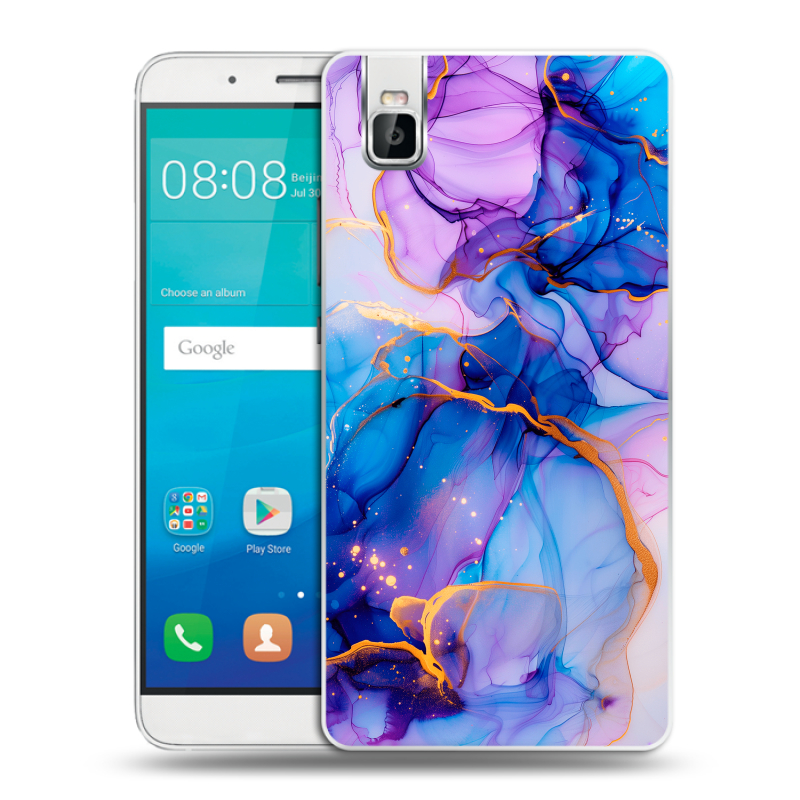 Пластиковый чехол на Huawei ShotX с принтом синий мрамор Пластиковый чехол на Huawei ShotX с принтом синий мрамор