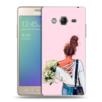Пластиковый чехол на Samsung Z3 с принтом Девушка и букет Пластиковый чехол на Samsung Z3 с принтом Девушка и букет