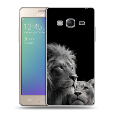 Пластиковый чехол на Samsung Z3 с принтом Лев кошки