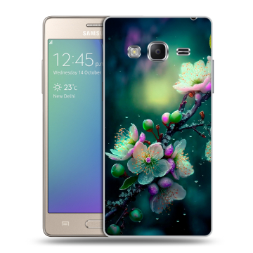 Пластиковый чехол на Samsung Z3 с принтом Цветы и мрамор Пластиковый чехол на Samsung Z3 с принтом Цветы и мрамор