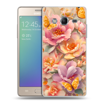 Пластиковый чехол на Samsung Z3 с принтом Цветы и бабочки