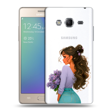 Пластиковый чехол на Samsung Z3 с принтом девушка цветы Пластиковый чехол на Samsung Z3 с принтом девушка цветы