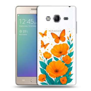 Пластиковый чехол на Samsung Z3 с принтом цветы бабочки Пластиковый чехол на Samsung Z3 с принтом цветы бабочки