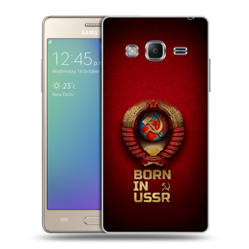 Пластиковый чехол на Samsung Z3 с принтом Флаг Герб СССР Пластиковый чехол на Samsung Z3 с принтом Флаг Герб СССР