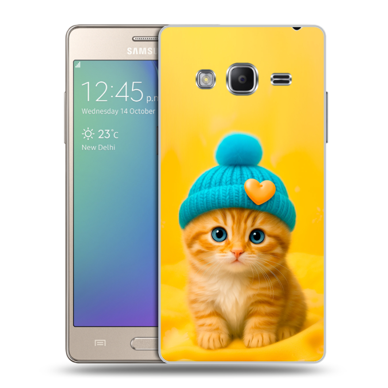 Пластиковый чехол на Samsung Z3 с принтом Котенок в шапке Пластиковый чехол на Samsung Z3 с принтом Котенок в шапке