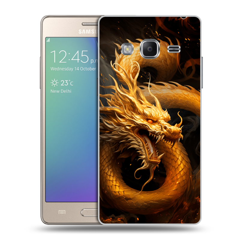 Пластиковый чехол на Samsung Z3 с принтом Золотой дракон Пластиковый чехол на Samsung Z3 с принтом Золотой дракон