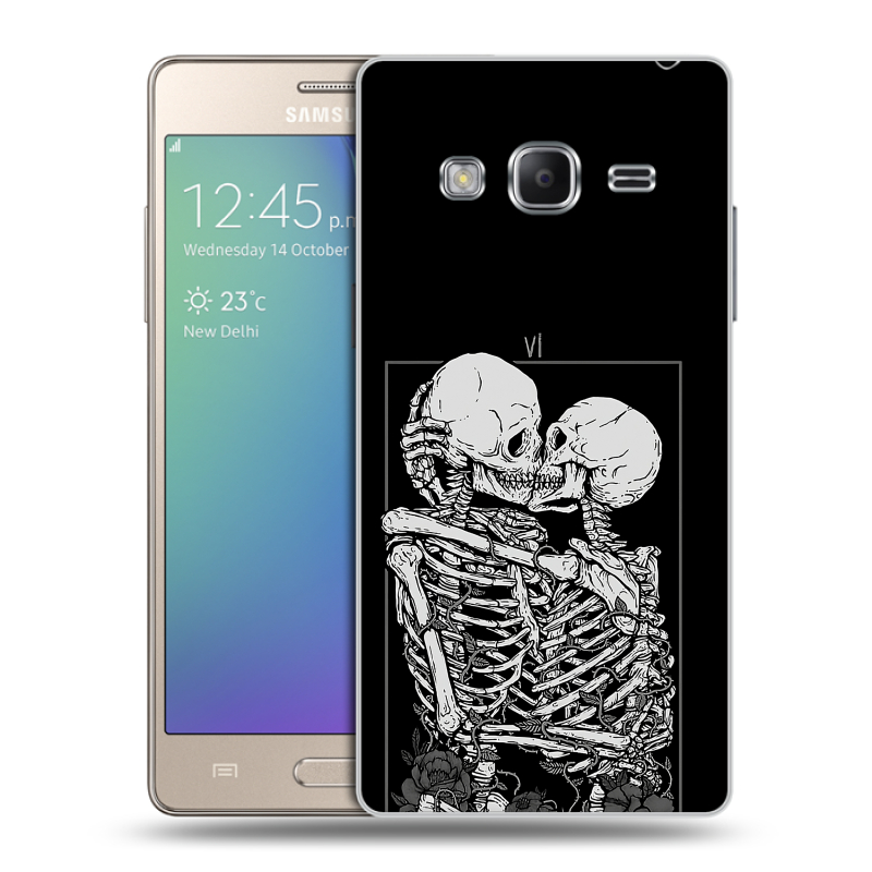 Пластиковый чехол на Samsung Z3 с принтом Поцелуй скелетов Пластиковый чехол на Samsung Z3 с принтом Поцелуй скелетов