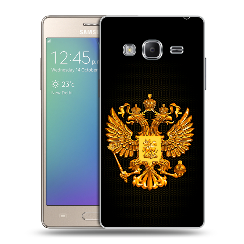 Пластиковый чехол на Samsung Z3 с принтом Герб России желтый Пластиковый чехол на Samsung Z3 с принтом Герб России желтый