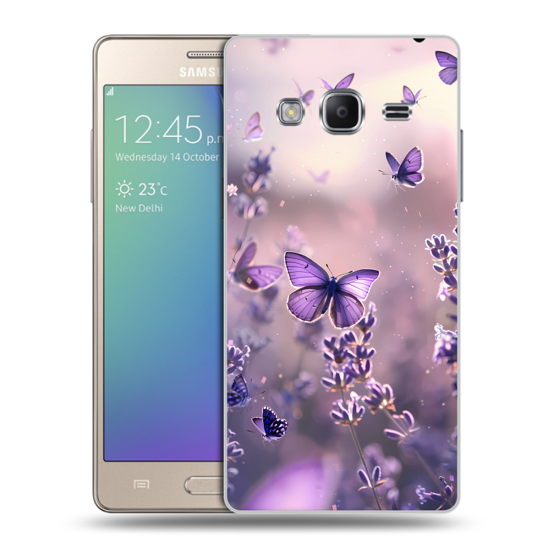 Пластиковый чехол на Samsung Z3 с принтом бабочки и лаванда Пластиковый чехол на Samsung Z3 с принтом бабочки и лаванда
