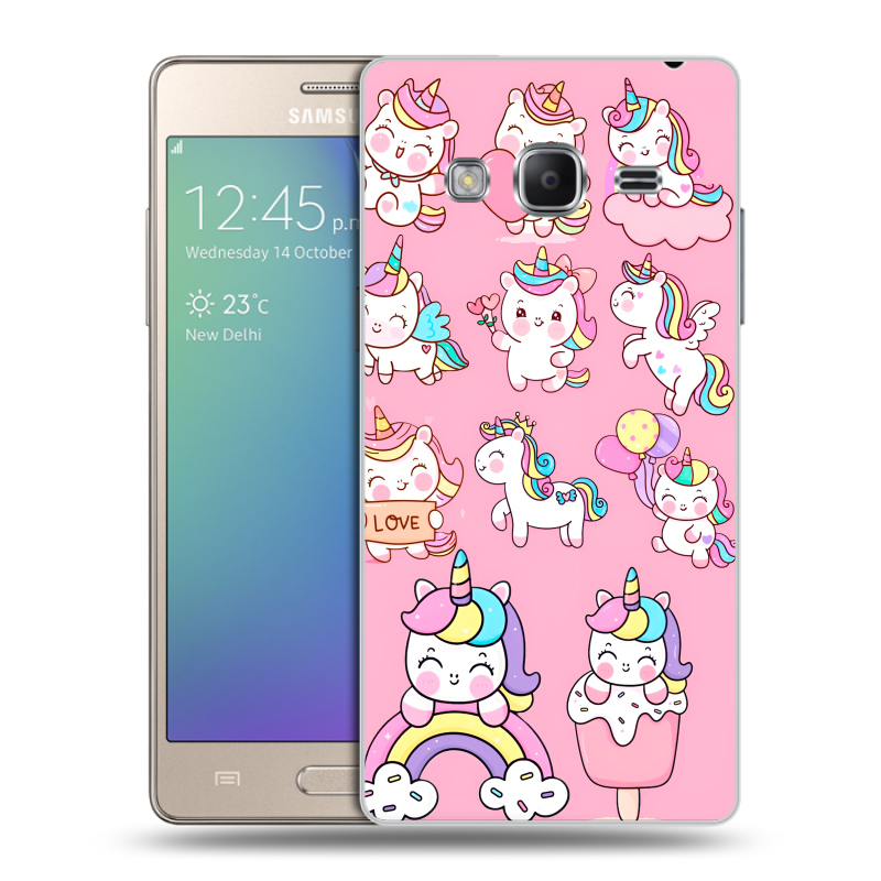 Пластиковый чехол на Samsung Z3 с принтом Единороги и радуга Пластиковый чехол на Samsung Z3 с принтом Единороги и радуга