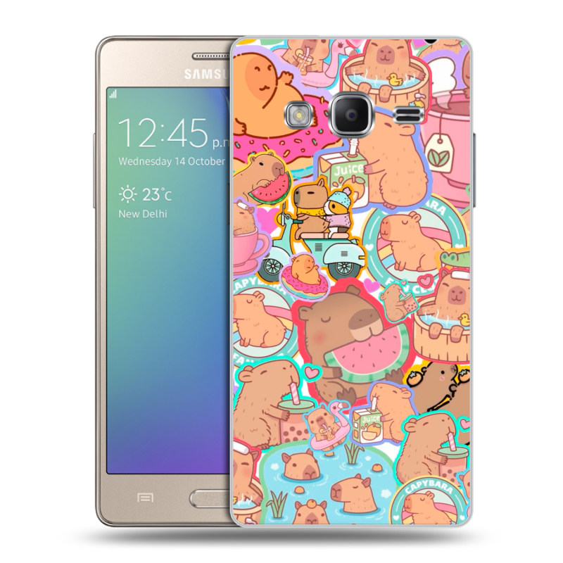 Пластиковый чехол на Samsung Z3 с принтом капибары Пластиковый чехол на Samsung Z3 с принтом капибары