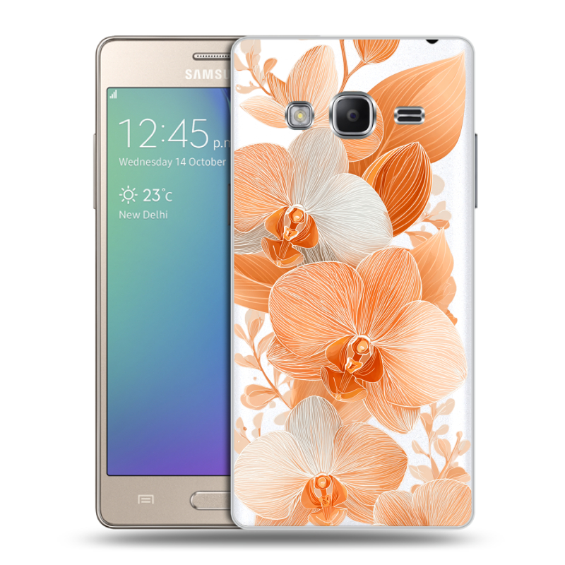 Пластиковый чехол на Samsung Z3 с принтом Бежевые цветы Пластиковый чехол на Samsung Z3 с принтом Бежевые цветы