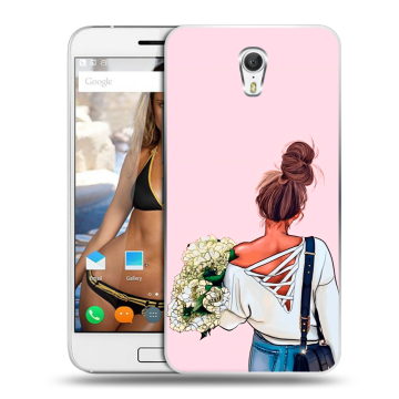 Силиконовый чехол на ZUK Z1 с принтом Девушка и букет Силиконовый чехол на ZUK Z1 с принтом Девушка и букет