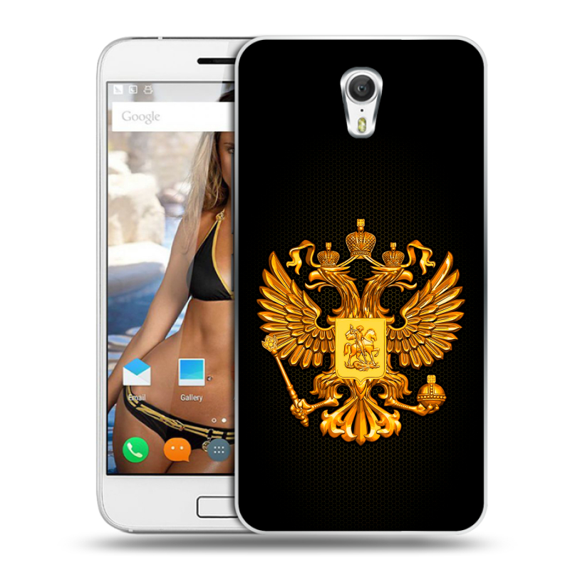 Силиконовый чехол на ZUK Z1 с принтом Герб России желтый Силиконовый чехол на ZUK Z1 с принтом Герб России желтый