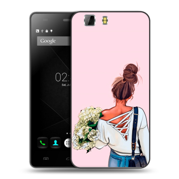 Силиконовый чехол на Doogee X5 с принтом Девушка и букет