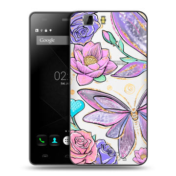 Силиконовый чехол на Doogee X5 с принтом Бабочки и цветы Силиконовый чехол на Doogee X5 с принтом Бабочки и цветы