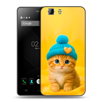 Силиконовый чехол на Doogee X5 с принтом Котенок в шапке Силиконовый чехол на Doogee X5 с принтом Котенок в шапке