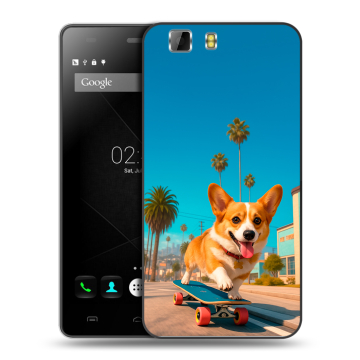 Силиконовый чехол на Doogee X5 с принтом Корги на скейте Силиконовый чехол на Doogee X5 с принтом Корги на скейте