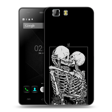 Силиконовый чехол на Doogee X5 с принтом Поцелуй скелетов Силиконовый чехол на Doogee X5 с принтом Поцелуй скелетов