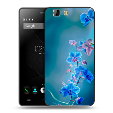 Силиконовый чехол на Doogee X5 с принтом Голубые цветы Силиконовый чехол на Doogee X5 с принтом Голубые цветы