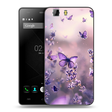 Силиконовый чехол на Doogee X5 с принтом бабочки и лаванда