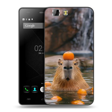 Силиконовый чехол на Doogee X5 с принтом Капибара с апельсином Силиконовый чехол на Doogee X5 с принтом Капибара с апельсином