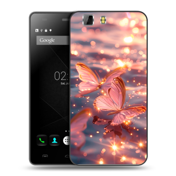 Силиконовый чехол на Doogee X5 с принтом бабочки розовые