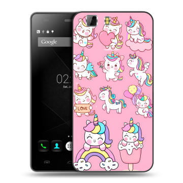 Силиконовый чехол на Doogee X5 с принтом Единороги и радуга Силиконовый чехол на Doogee X5 с принтом Единороги и радуга