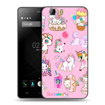 Силиконовый чехол на Doogee X5 с принтом розовые единороги Силиконовый чехол на Doogee X5 с принтом розовые единороги