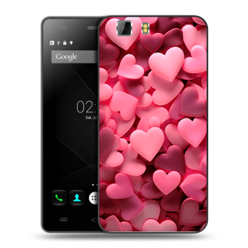 Силиконовый чехол на Doogee X5 с принтом розовые сердечки Силиконовый чехол на Doogee X5 с принтом розовые сердечки