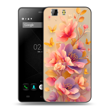Силиконовый чехол на Doogee X5 с принтом Цветы и бабочки