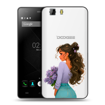 Силиконовый чехол на Doogee X5 с принтом девушка цветы