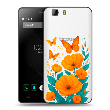 Силиконовый чехол на Doogee X5 с принтом цветы бабочки