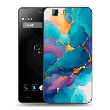 Силиконовый чехол на Doogee X5 с принтом Мрамор блестки