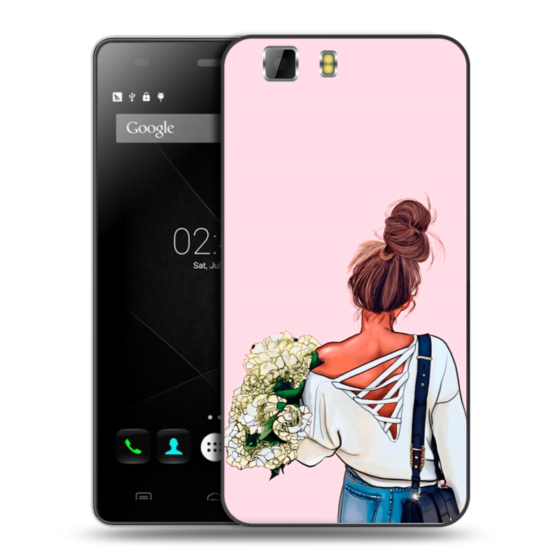 Силиконовый чехол на Doogee X5 с принтом Девушка и букет Силиконовый чехол на Doogee X5 с принтом Девушка и букет