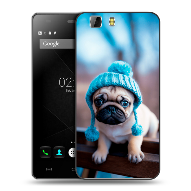 Силиконовый чехол на Doogee X5 с принтом Мопс в шапке Силиконовый чехол на Doogee X5 с принтом Мопс в шапке