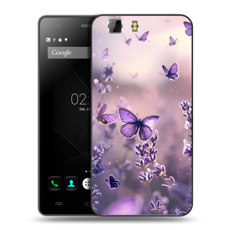 Пластиковый чехол на Doogee X5 с принтом бабочки и лаванда Пластиковый чехол на Doogee X5 с принтом бабочки и лаванда