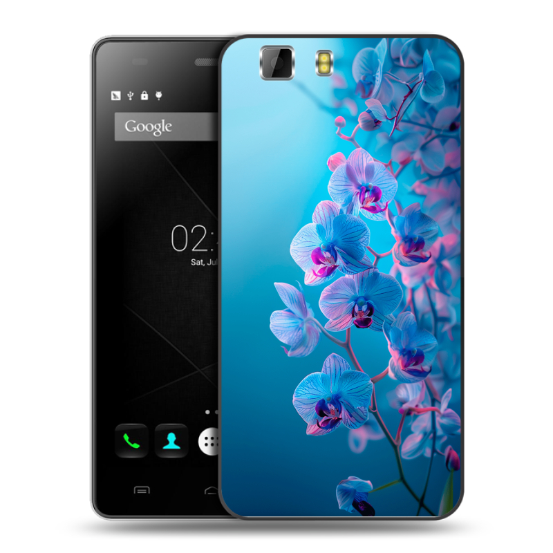 Пластиковый чехол на Doogee X5 с принтом голубые орхидеи Пластиковый чехол на Doogee X5 с принтом голубые орхидеи