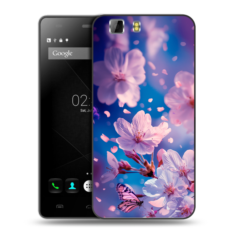 Силиконовый чехол на Doogee X5 с принтом цветы бабочки Силиконовый чехол на Doogee X5 с принтом цветы бабочки