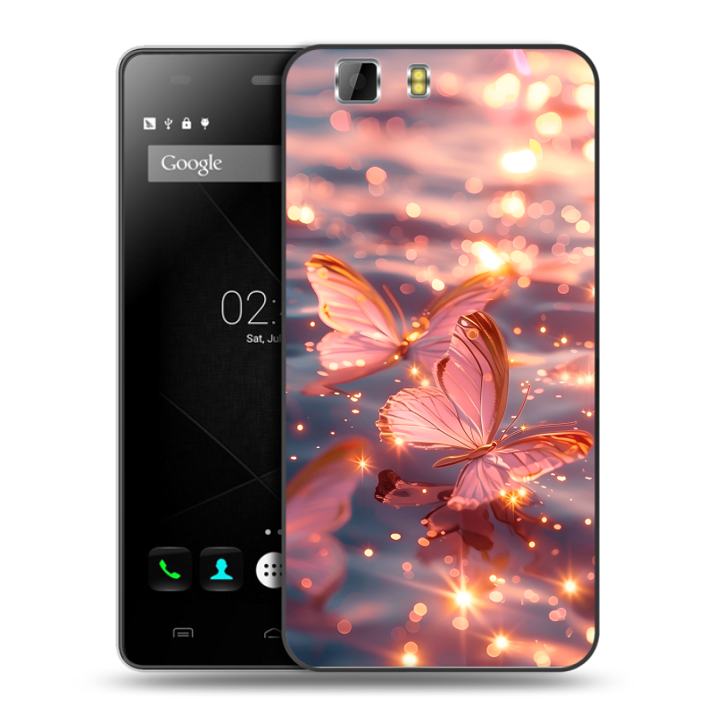 Пластиковый чехол на Doogee X5 с принтом бабочки розовые Пластиковый чехол на Doogee X5 с принтом бабочки розовые