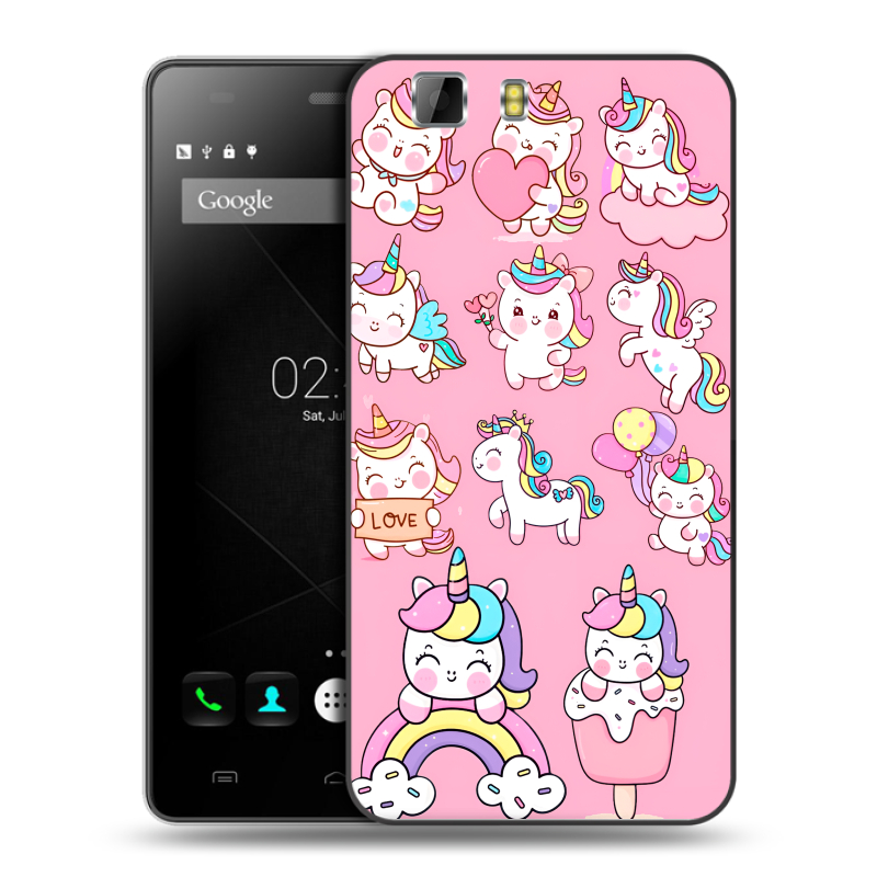 Силиконовый чехол на Doogee X5 с принтом Единороги и радуга Силиконовый чехол на Doogee X5 с принтом Единороги и радуга