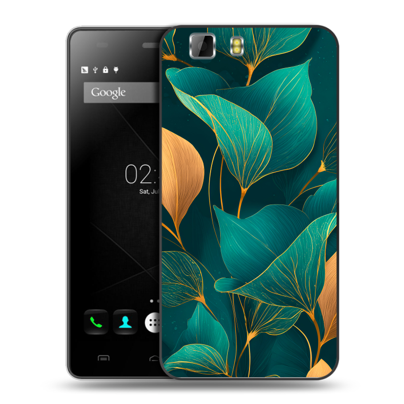 Пластиковый чехол на Doogee X5 с принтом Листья и золото Пластиковый чехол на Doogee X5 с принтом Листья и золото