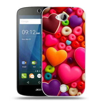 Силиконовый чехол на Acer Liquid Z530 с принтом Сердечки