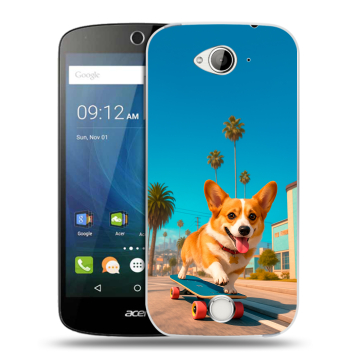 Силиконовый чехол на Acer Liquid Z530 с принтом Корги на скейте