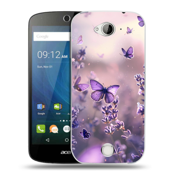 Силиконовый чехол на Acer Liquid Z530 с принтом бабочки и лаванда